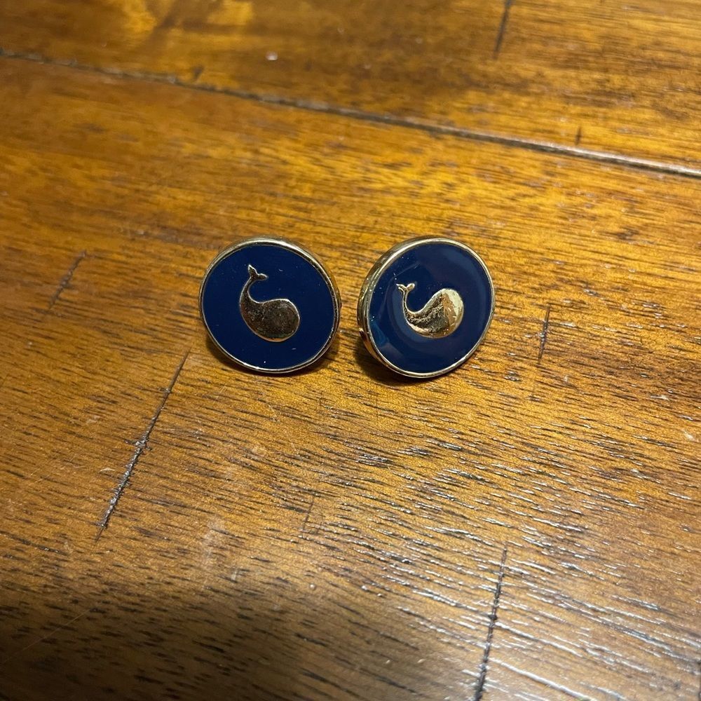 Marley Lilly Whale Navy and Gold Earrings